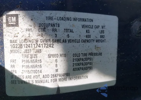 2001 Pontiac Sunfire Se z USA, uszkodzony, nr VIN 1G2JB124117417242